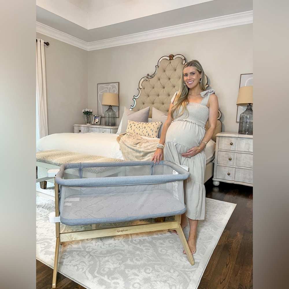 Pink blush maternity midi dress